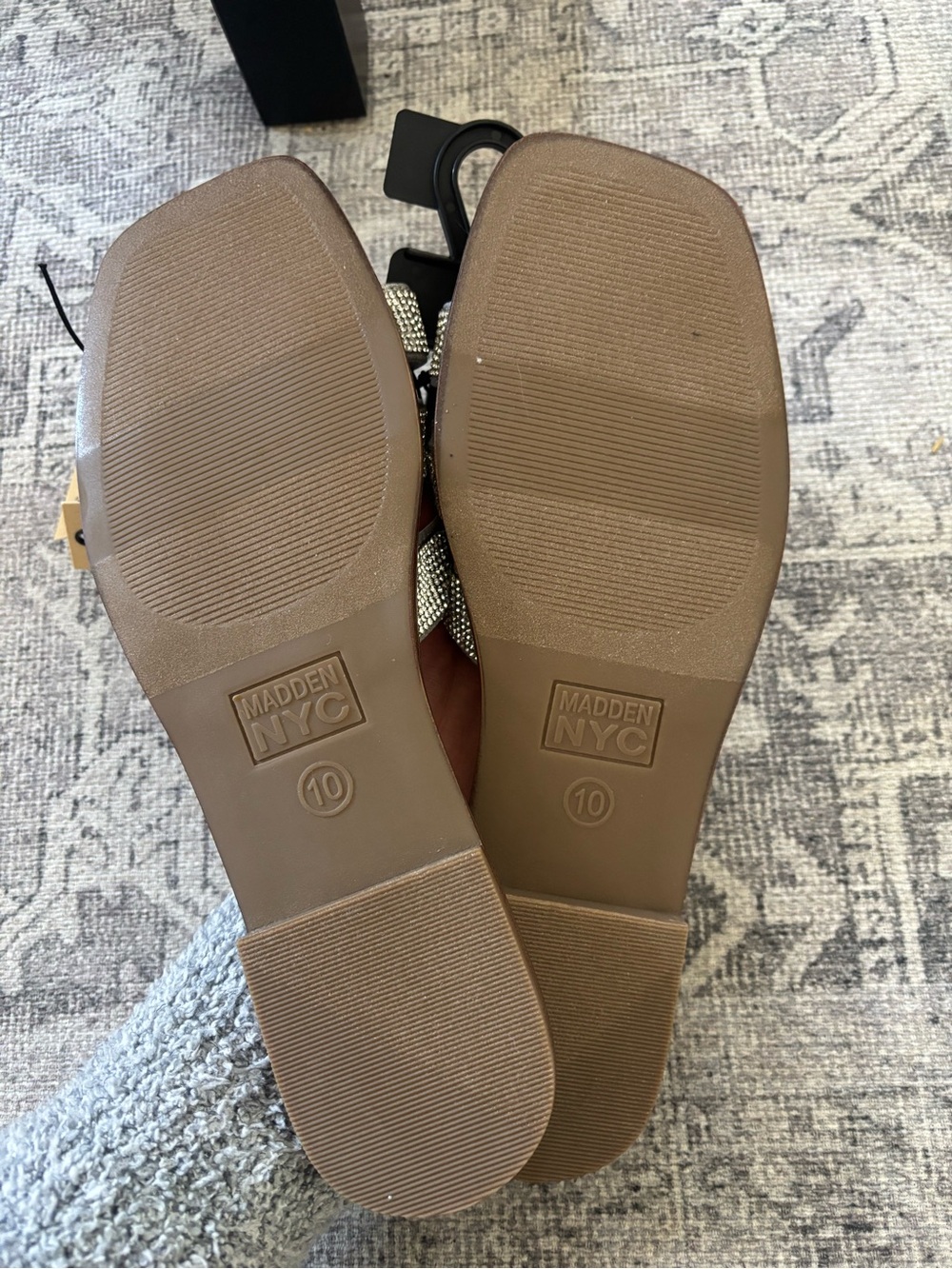 Madden NYC Women's Silver Rhinestone Braided Slide Sandals - Picture 3 of 5